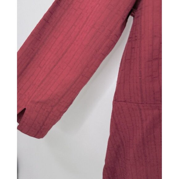 Christopher & Banks Red Texture Stitch 3/4 Sleeve Shacket Zip Front Boho Size‎ L - Picture 5 of 12